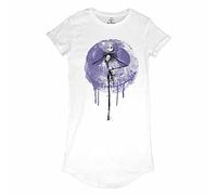 Disney T-Shirt-Kleid für Damen | Nightmare Before Christmas Damen Kleid | 100% Baumwolle, weiß | Jack Skellington T-Shirt-Kleid | Offizielles Nightmare Before Christmas Merchandise