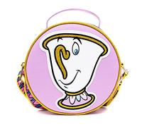 Disney Tasche, Crossbody, rund, Die Schöne und das Biest Chip Posen, Lavendel, veganes Leder, Pink, 8.0" x 8.0"