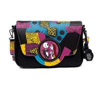 Disney Tasche, Fold Over Crossbody, Nightmare Before Christmas Jack und Sally mit Sally Kleid, veganes Leder, Schwarz, 10.0" x 6.0