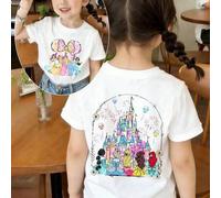 Disney Teen T-Shirt, Princess Pattern Print, Short-Sleeve Round Neck, Soft Breathable Cotton, Summer 2026 New Style, Ideal Gift for Disney Fans.