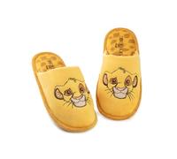 Disney The Lion King Damen Hausschuhe | Damen Simba Indoor Pelzmules in Gelb | Gestickte Tier-Charakter-Gesichts-Slip-on-Hausschuhe für Erwachsene und Jugendliche | Animationsfilm Merchandise