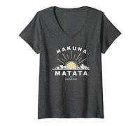 Disney The Lion King Hakuna Matata Sunrise Horizon T-Shirt mit V-Ausschnitt