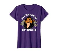 Disney The Lion King Scar Hyenas I'm Surrounded By Idiots T-Shirt, Damen, Violett, XL