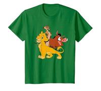 Disney The Lion King Simba, Pumba and Timon T-Shirt, Kinder, Dunkelgrün, 104