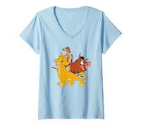 Disney The Lion King Simba, Pumba And Timon T-Shirt mit V-Ausschnitt