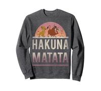 Disney The Lion King Simba Timon Pumbaa Hakuna Matata Big Sweatshirt, Unisex für Erwachsene, Anthrazit Meliert, XL