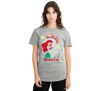 Disney The Little Mermaid Birthday Princess with Ariel and Flounder Damen T-Shirt, Athletisches Heather-Grau, L