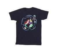 Disney - "The Little Mermaid Reading A Book" T-Shirt für Herren (Marineblau) 3XL