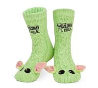 Disney The Mandalorian Kuschelsocken Herren Größe 38-44, Weich Flauschige Baby Yoda Socken mit Antirutsch-Noppen, Geschenke für Männer (Grün)