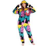 Disney The Nightmare Before Christmas Damen Fleece Onesie mit Kapuze, Schlafanzug Einteiler (Mehrfarbig, L)