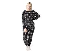 Disney The Nightmare Before Christmas Damen-Pyjama-Set | Erwachsene Jack Skellington Grafik-Langarmoberteil und Pyjamahose mit langem Bein in Schwarz Damen-Nachtwäsche