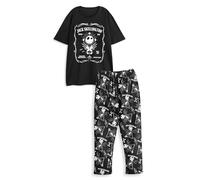 Disney The Nightmare Before Christmas Herren-Pyjama-Set | Erwachsene Jack Skellington Graphic Kurzarm-Oberteil und langbeinige Pyjama-Hose in Schwarz Nachtwäsche mit gruseligem Charakter-Print