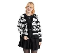 Disney The Nightmare Before Christmas Jack Skellington Damen-Cardigan mit schwarzen und weißen Streifen | Langarm-V-Ausschnitt mit Knopfverschluss