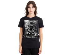 Disney The Nightmare Before Christmas Jack Skellington Regen Damen T-Shirt, Schwarz, S