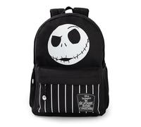 Disney The Nightmare Before Christmas Jack Skellington Rucksack | Schwarz-weiß gestreiftes Design | Schultasche mit Reißverschluss für den Schulanfang und zum Tragen von Büchern