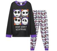 Disney The Nightmare Before Christmas Jungen Langer Schlafanzug Set, bequemer Pyjama, 2-teilig (Schwarz/Bunt, 11-12 Jahre)