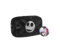 Disney The Nightmare Before Christmas Make-up-Tasche und Spiegel | Schwarze Kosmetiktasche fur Damen mit Jack- und Sally-Figuren | Reisekosmetiketui und Taschenspiegel fur Erwachsene und Jugendliche