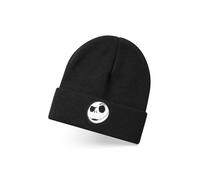 Disney The Nightmare Before Christmas Unisex Beanie Mütze in Schwarz | Gestrickte Wintermütze mit aufgesticktem Jack Skellington-Charakter für Damen und Herren | Warme Mütze in Einheitsgröße