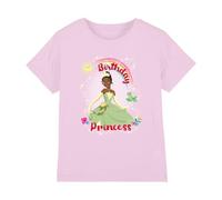 Disney The Princess and The Frog Birthday Princess with Tiana Kinder T-Shirt, Pink, 3-4 J