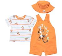 Disney Tigger Winnie Puuh Baby French Terry kurzer Overall, T-Shirt und Mütze, 3-teiliges Outfit-Set, für Neugeborene und Kleinkinder, Tigger, 12 Monate