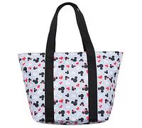 Disney Tote Mickey & Minnie Mouse Icon Print Zipper Travel Bag (Grey)