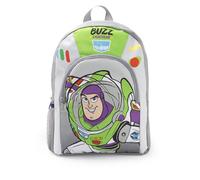 Disney Toy Story Buzz Lightyear Jungen-Rucksack, grau-grün | Schulrucksack mit Reißverschluss, Vordertasche und seitlicher Netztasche | Gepolsterte Schultergurte, Charakterdesign