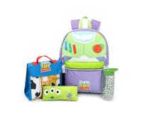 Disney Toy Story Buzz Lightyear Rucksack-Set, 4-teilig | Schulrucksack für Kinder mit Reißverschlusstasche vorne und gepolsterten Tragegurten | Alltagsrucksack für die Schule Merchandise