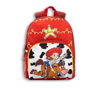 Disney Toy Story Jessie Rucksack für Mädchen, verstellbar, gepolsterte Träger, Reißverschlusstasche vorne und Netz-Seitentasche, Schulrucksack mit Bullseye-Grafik, Rot