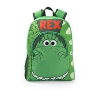Disney Toy Story Rex, grüner Jungen-Rucksack | Schulrucksack mit Reißverschluss und Rex-Motiv | Reißverschlusstasche vorne & seitliche Netztasche