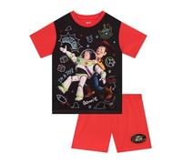 Disney Toy Story Schlafanzug Jungen, Schlafanzüge Für Jungen Woody Und Buzz, Schlafanzug kurz Sommer, Rot 128