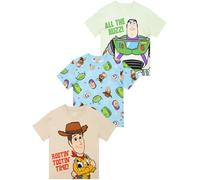 Disney Toy Story T-Shirt Jungen Multipack, T Shirt Kinder Jungen 3er Set Buzz Lightyear Und Woody, Kinderkleidung Toy Story, Mehrfarbig 104