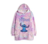 Disney Tragbarer Decken-Hoodie für Mädchen von Lilo & Stitch | Mehrfarbiger Pullover aus Sherpa-Fleece mit Kapuze für Kinder | Sherpa-gefütterte Stitch-Charakter-Loungewear für Kinder