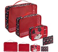 Disney Travel Organizer Taschen 4er-Set mit 3 Packing Cubes & 1 Kosmetiktasche Blau - Reise Zubehör (Rot Minnie)