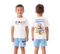 Disney Tshirt Und Shorts Set Für Jungen, Sommer Set Mickey Mouse, T Shirt Und Shorts Jungen, Outfit Mit Mickey, Donald, Goofy, Pluto, Weiß 128