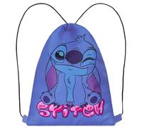 Disney Turnbeutel Kinder, 29 x 38cm Schwimmtasche Kinder mit Kordelzug & Belüftungsöffnung - Sport Geschenke für Kinder (Blau Stitch)