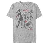 Disney Unisex Dnca Cruella Fashion Sketches Organic Short Sleeve T-Shirt, Melange Grey, XXL