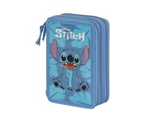 Disney Unisex Kinder 06663 Gefülltes Dreifach-Federmäppchen Sit, Blau, Einheitsgröße