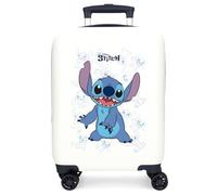 Joumma Disney Happy Stitch Kabinenkoffer, Weiß, 33 x 50 x 20 cm, Harter ABS-Kunststoff, seitlicher Kombinationsverschluss, 28,4 l, 2 kg, 4 Doppelrollen, Handgepäck, weiß, Kabinenkoffer