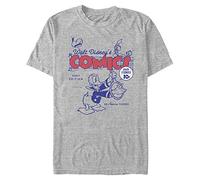 Disney Unisex Mickey Donalds Comic Cover Organic Short Sleeve T-Shirt, Melange Grey, XXL