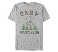 Disney Unisex Peter Pan Camp Neverland Organic Short Sleeve T-Shirt, Melange Grey, L