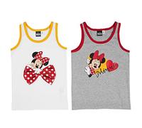 Disney Unterhemd für Mädchen - Minnie Mouse Kinder Tank Top Hemdchen Weiß/Grau (2er Pack) (as3, Numeric, Numeric_122, Numeric_128, Regular, 122-128)