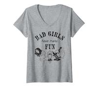 Disney Villains Bad Girls Have More Fun C1 T-Shirt mit V-Ausschnitt
