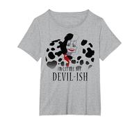 Disney Villains Cruella De Vil A Little Bit Devil-Ish T-Shirt, Damen Große Größen, Grau Meliert, 3X