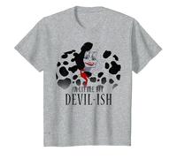 Disney Villains Cruella De Vil A Little Bit Devil-Ish T-Shirt, Kinder, Grau Meliert, 152