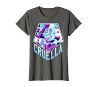 Disney Villains Cruella De Vil Pentagon Neon Portrait T-Shirt, Damen, Anthrazit, XL