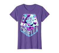 Disney Villains Cruella De Vil Pentagon Neon Portrait T-Shirt, Damen, Heidekrautlila, XS