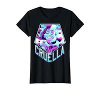 Disney Villains Cruella De Vil Pentagon Neon Portrait T-Shirt, Damen, Schwarz, S