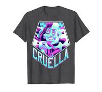 Disney Villains Cruella De Vil Pentagon Neon Portrait T-Shirt, Herren, Anthrazit Meliert, M