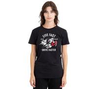 Disney Villains Live Fast, Drive Faster with Cruella De Vil Ladies T Shirt, Black, Large