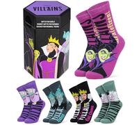 Disney Villains Socken Damen 5er Pack, Strümpfe mit Farbenfrohen Designs, Bequem & Weich, Geschenke für Frauen & Teens (36/41 EU, Multi Villains)